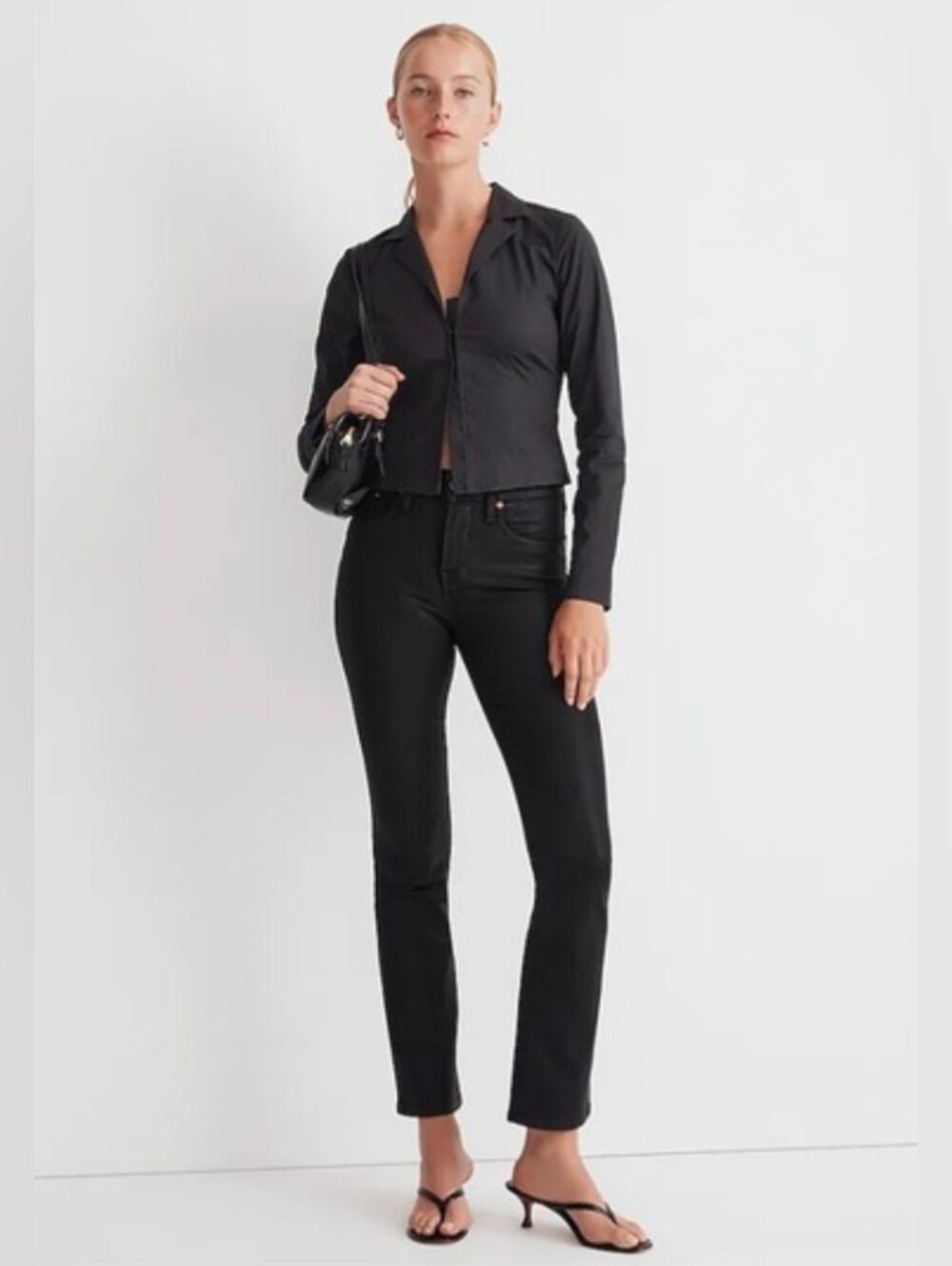 Madewell Jeans Women's "Mid-Rise Kick Out" Black Denim Sz 29 *NWOT